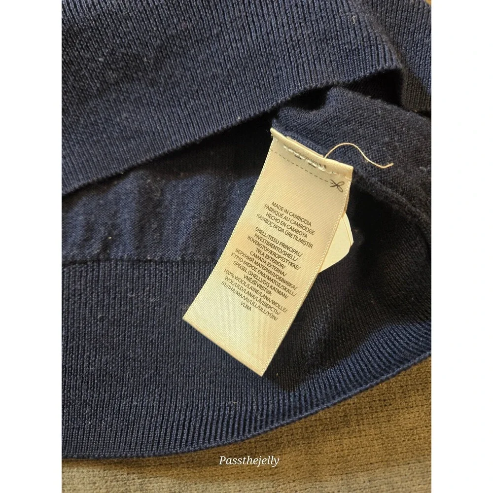 Vtg Polo Ralph Lauren Sweater Mens Small Blue Henley Mock Neck Merino Wool Pony